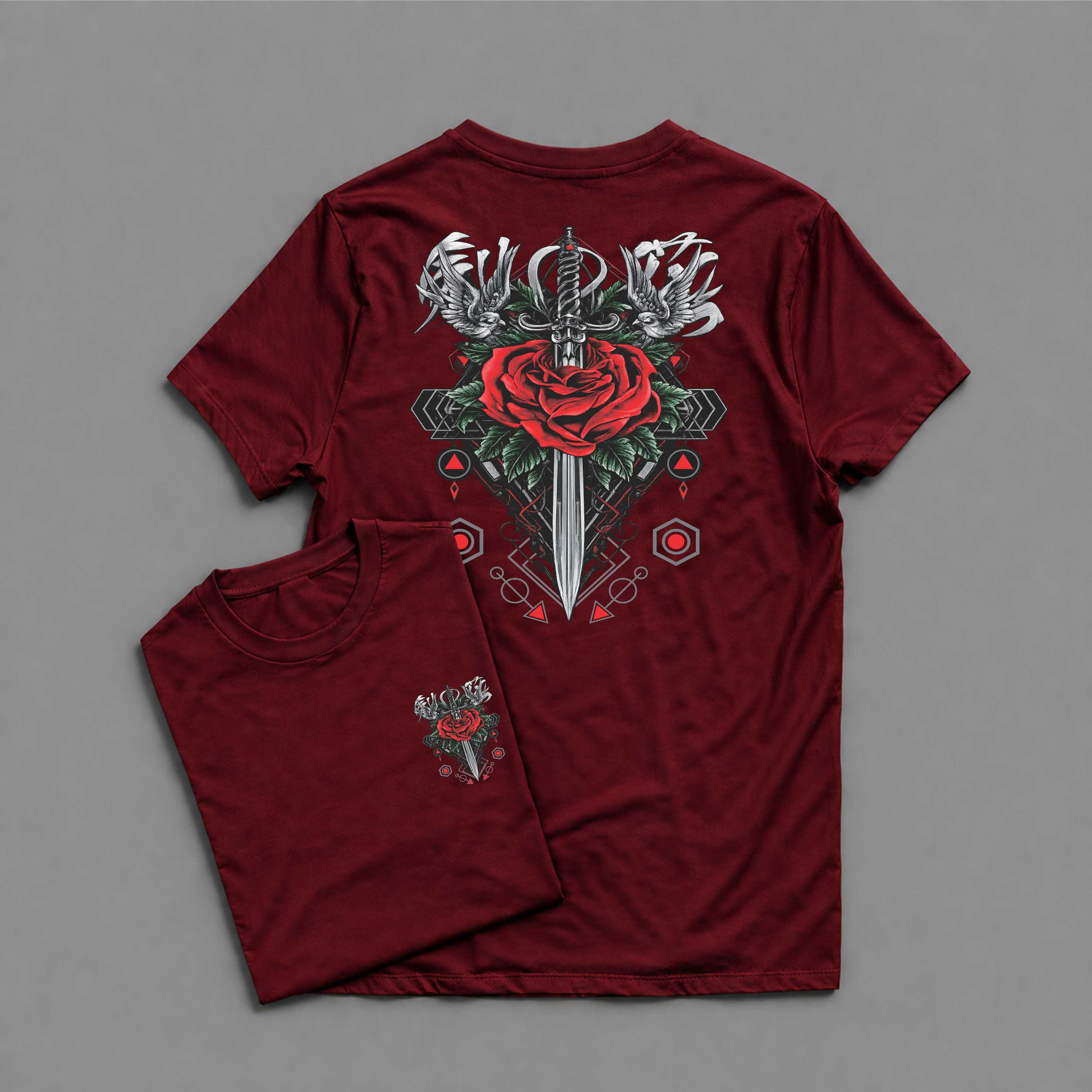 KAOS DEWASA ROSE SWORDS MAWAR PEDANG