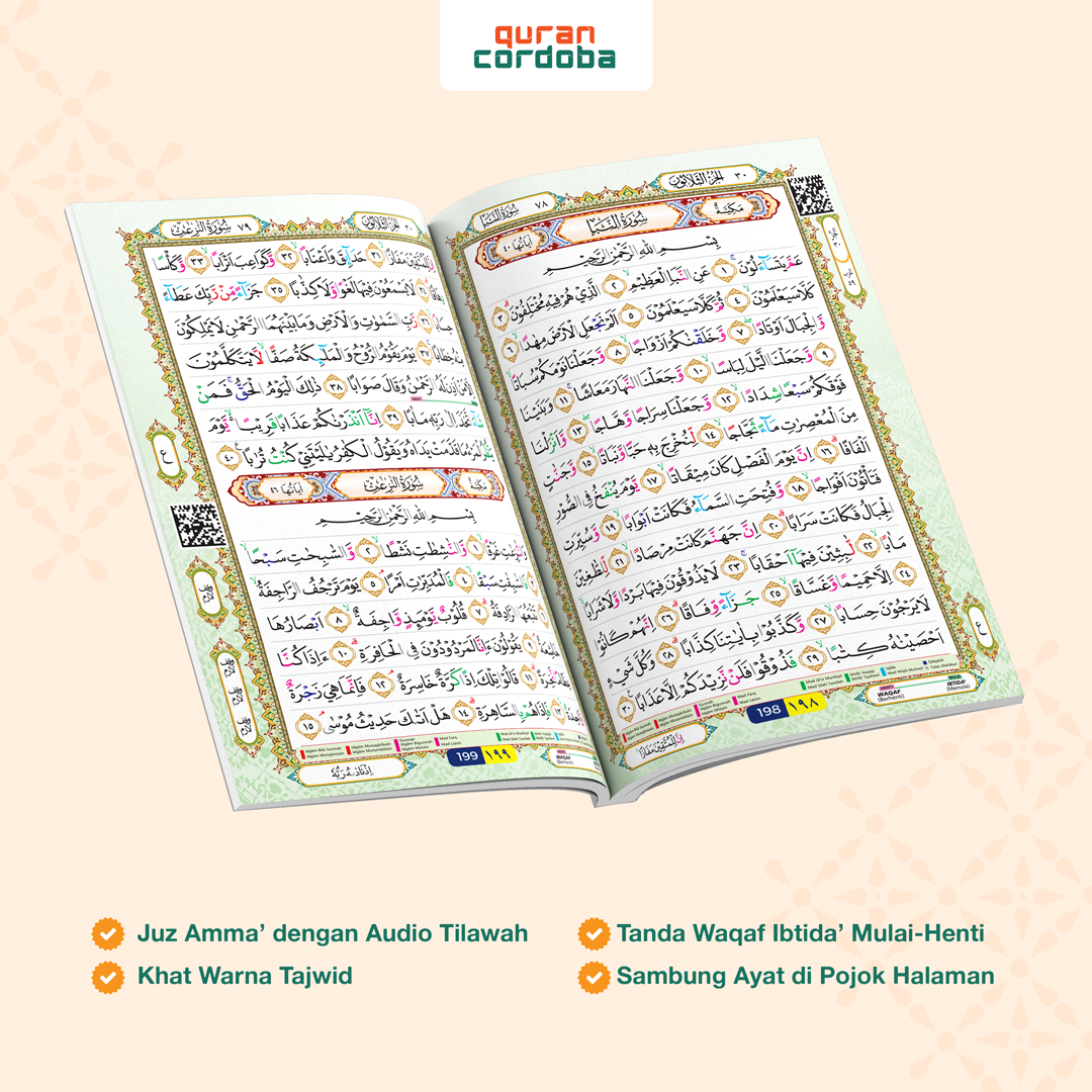 Buku IQRO’ & Juz ‘Amma Bersuara Quran Cordoba (A5) – Lengkap Jilid 1–6 + Audio & Video QR