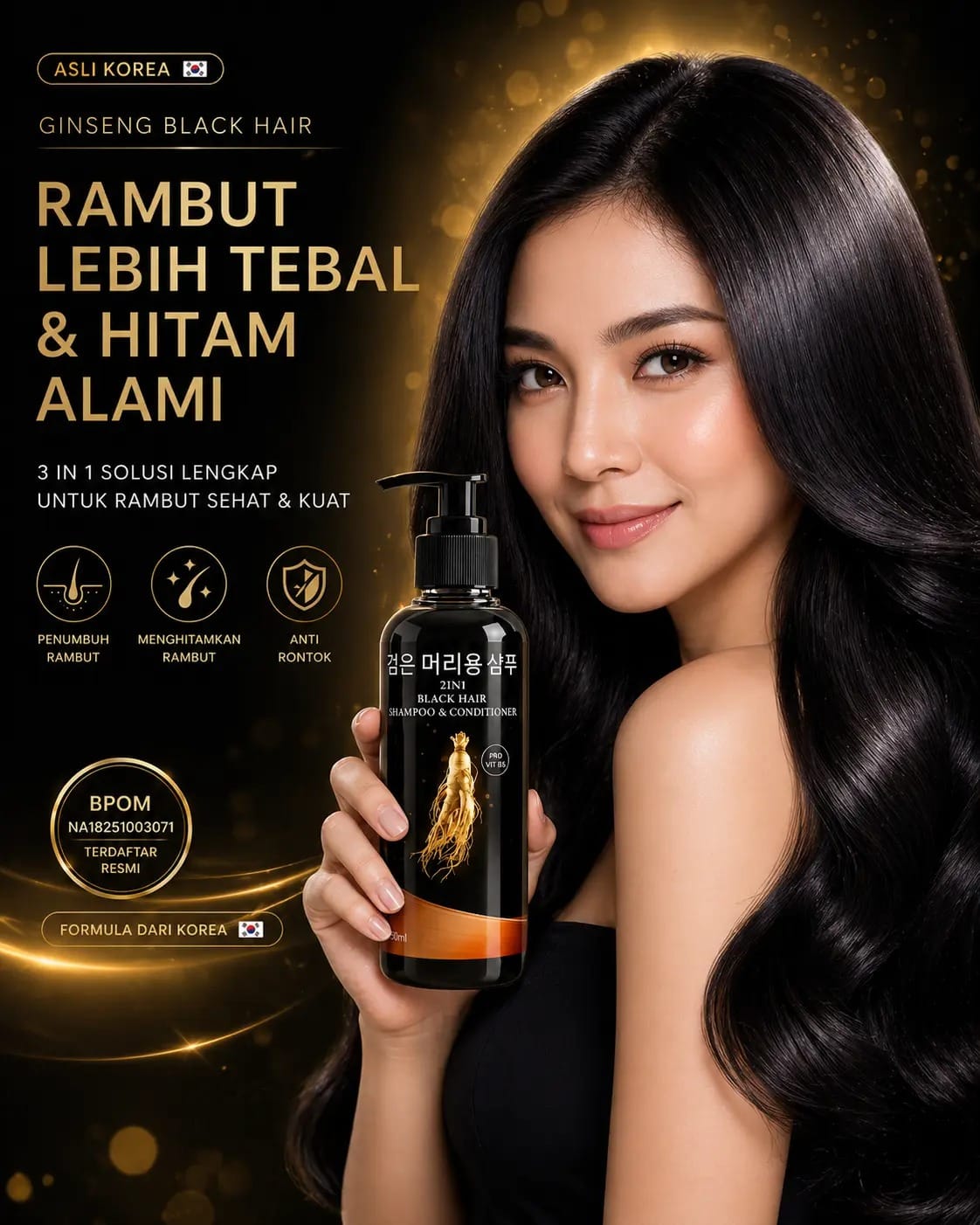 Shampoo Gingseng 2IN1 BLACK HAIR BPOM RZ13 NEW logo