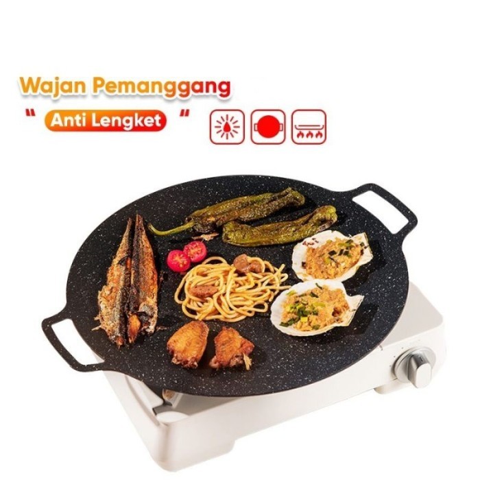 Wajan Alat Pemanggang Alat Panggangan BBQ Grill Pan Korean Panggangan Bulat kompor Wajan