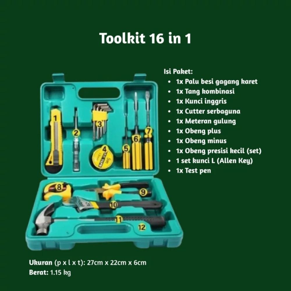 Toolkit Set Alat Perkakas 16 Pcs logo