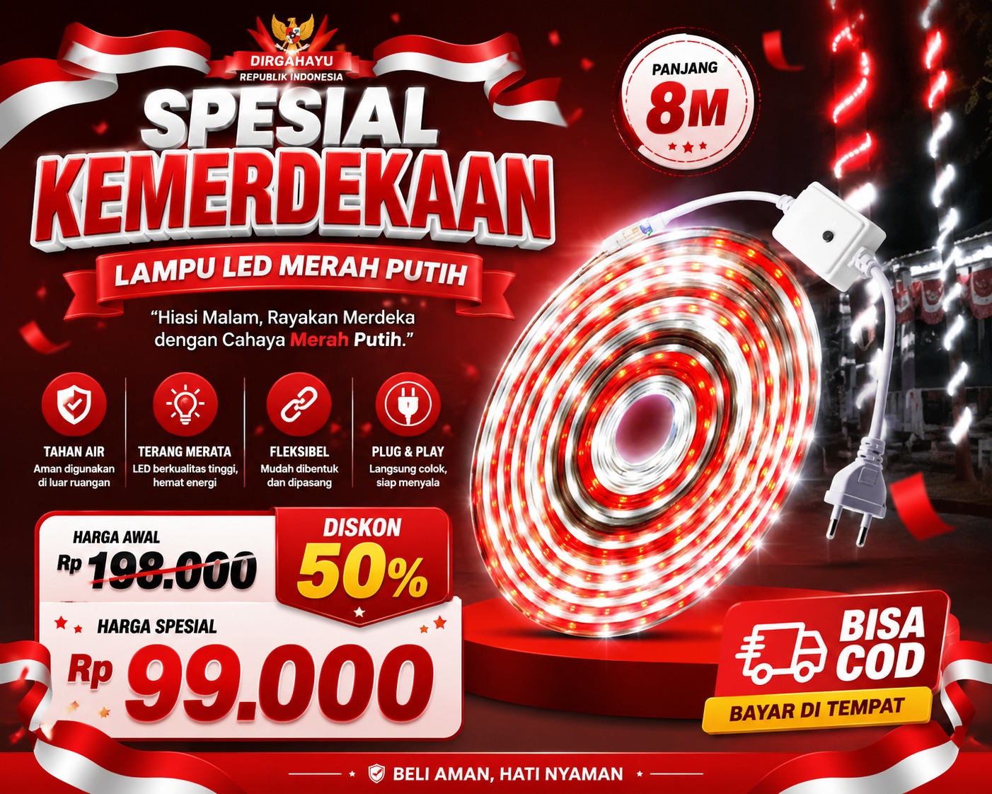 Lampu LED Kemerdekaan 8m | Bisa COD-YT-SH logo
