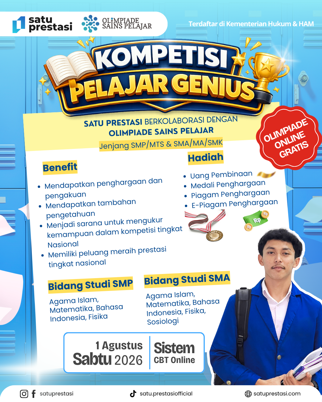 KOMPETISI PELAJAR GENIUS - SABTU, 1 AGUSTUS 2026 - SP X OSP logo