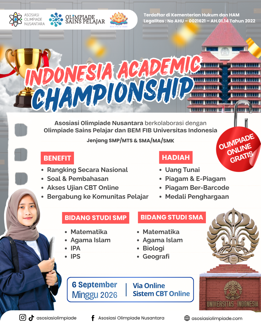 INDONESIA ACADEMIC CHAMPIONSHIP - AON X OSP X BEM FIB UI (6 SEPTEMBER 2026) logo