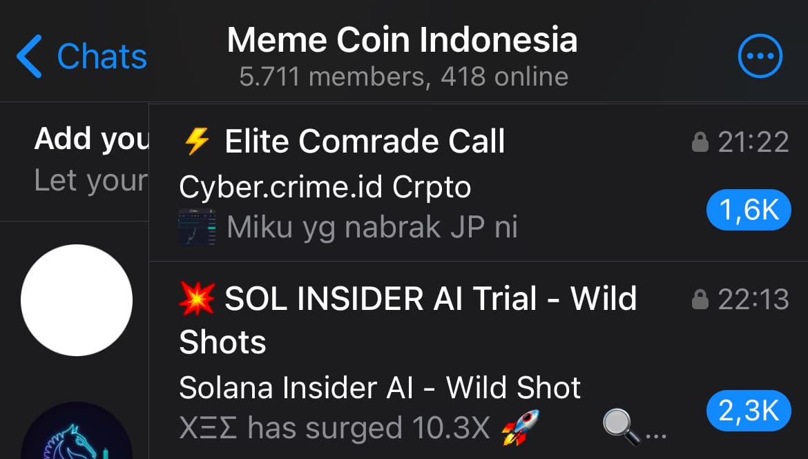 Bukti Grup VIP Telegram MCI