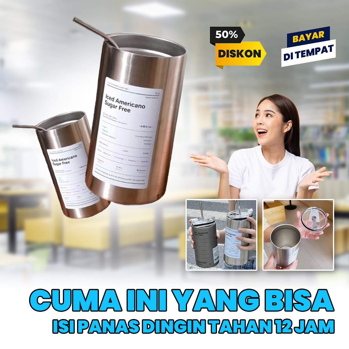 TUMBLER PREMIUM 600ML TAHAN 12 JAM A02 logo