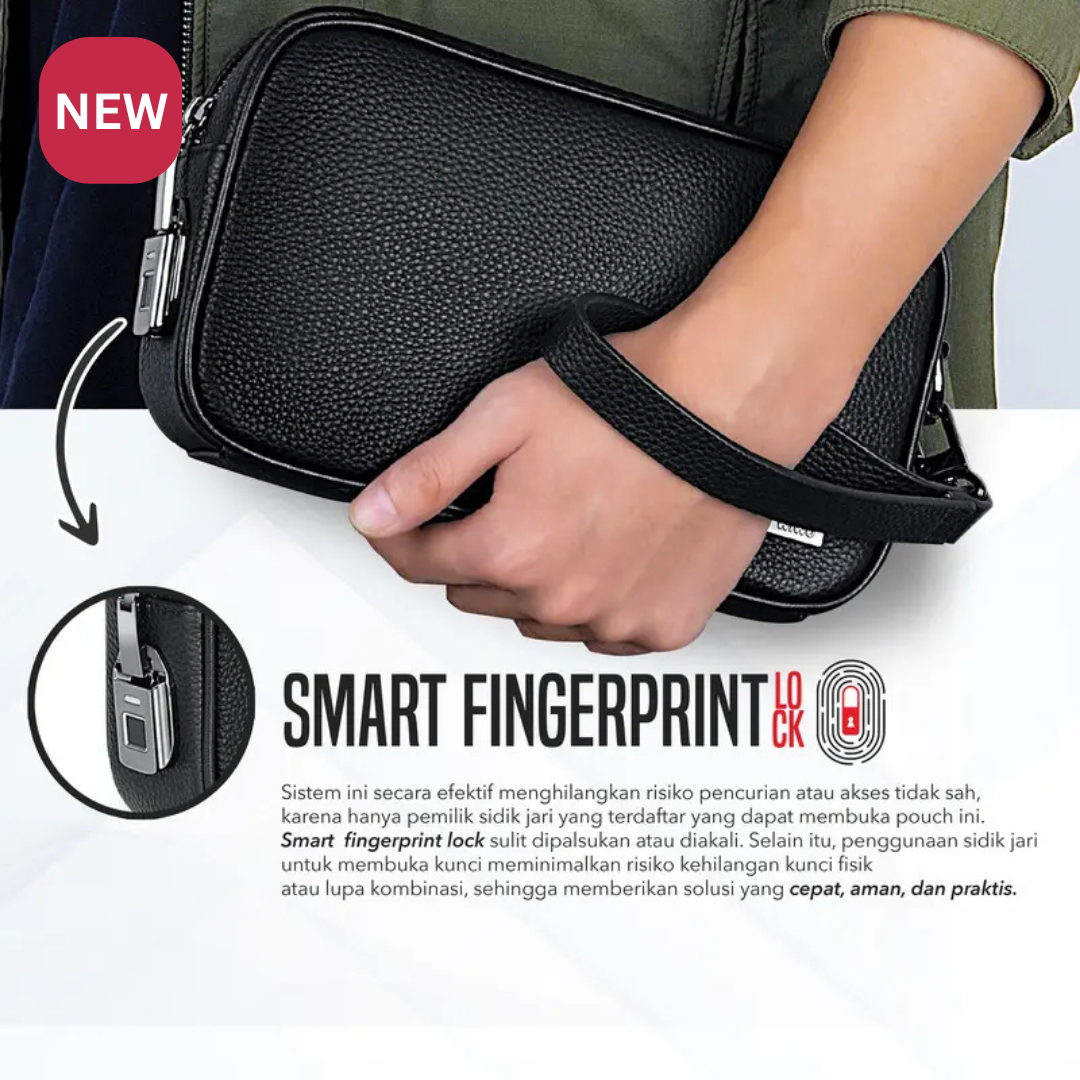 MOZRA ( Tas Tangan Clutch Fingerprint Series Master Genuine Leather Premium Quality ) GG5