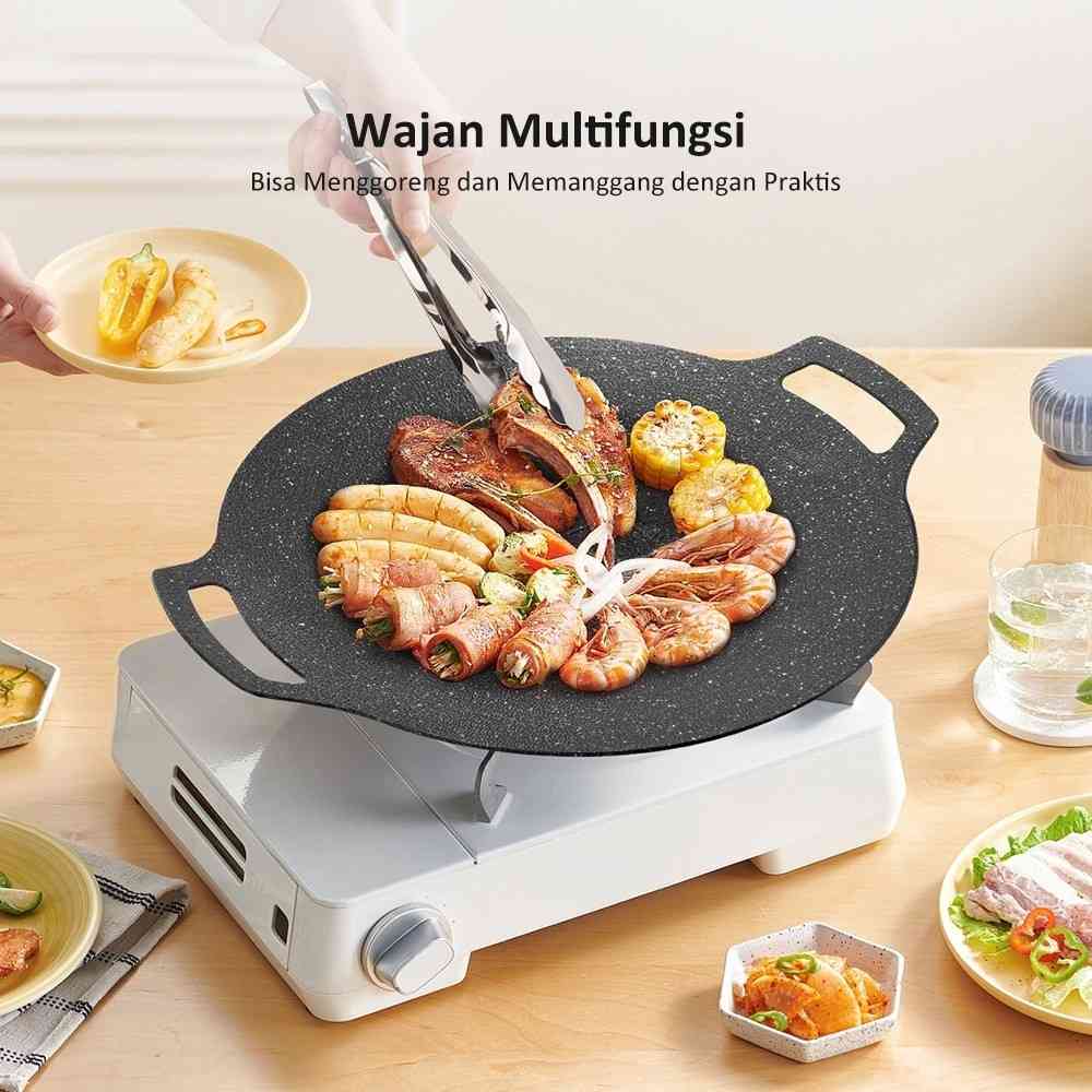 Wajan Pemanggang Serbaguna Anti Lengket + Ekstra Bonus Gantungan Kunci Siul Anti Hilang logo