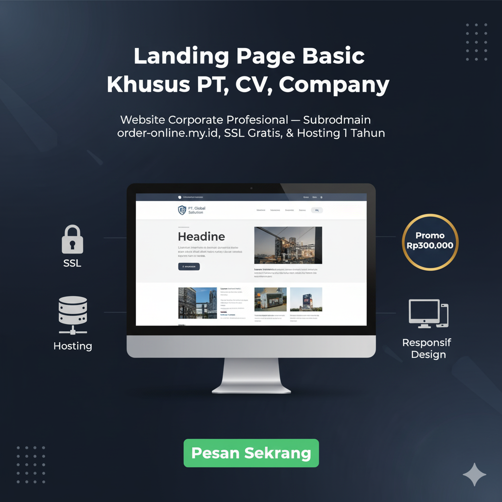 Landing Page Basic Khusus PT, CV, Company logo