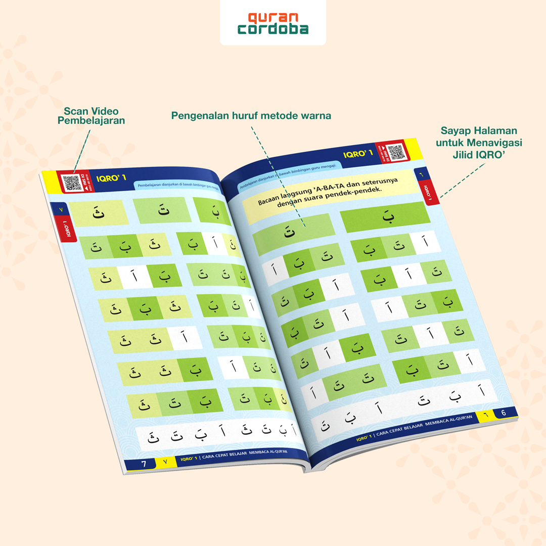 Buku IQRO’ & Juz ‘Amma Bersuara Quran Cordoba (A5) – Lengkap Jilid 1–6 + Audio & Video QR