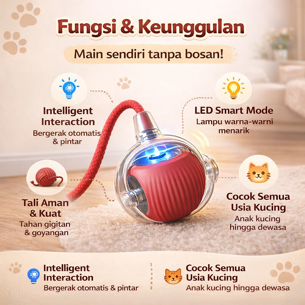 Mainan Bola Tali Kucing & Anjing Smart Rotating Ball logo