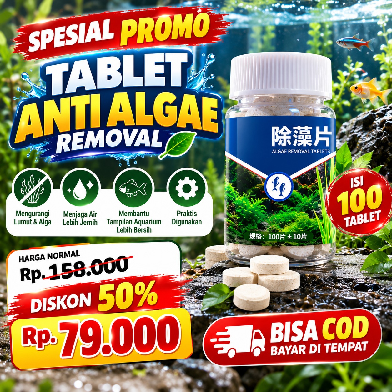 Tablet Penghilang Lumut Dan Penjernih Air (isi 100 Tablet) Bisa COD | YT-姓 logo