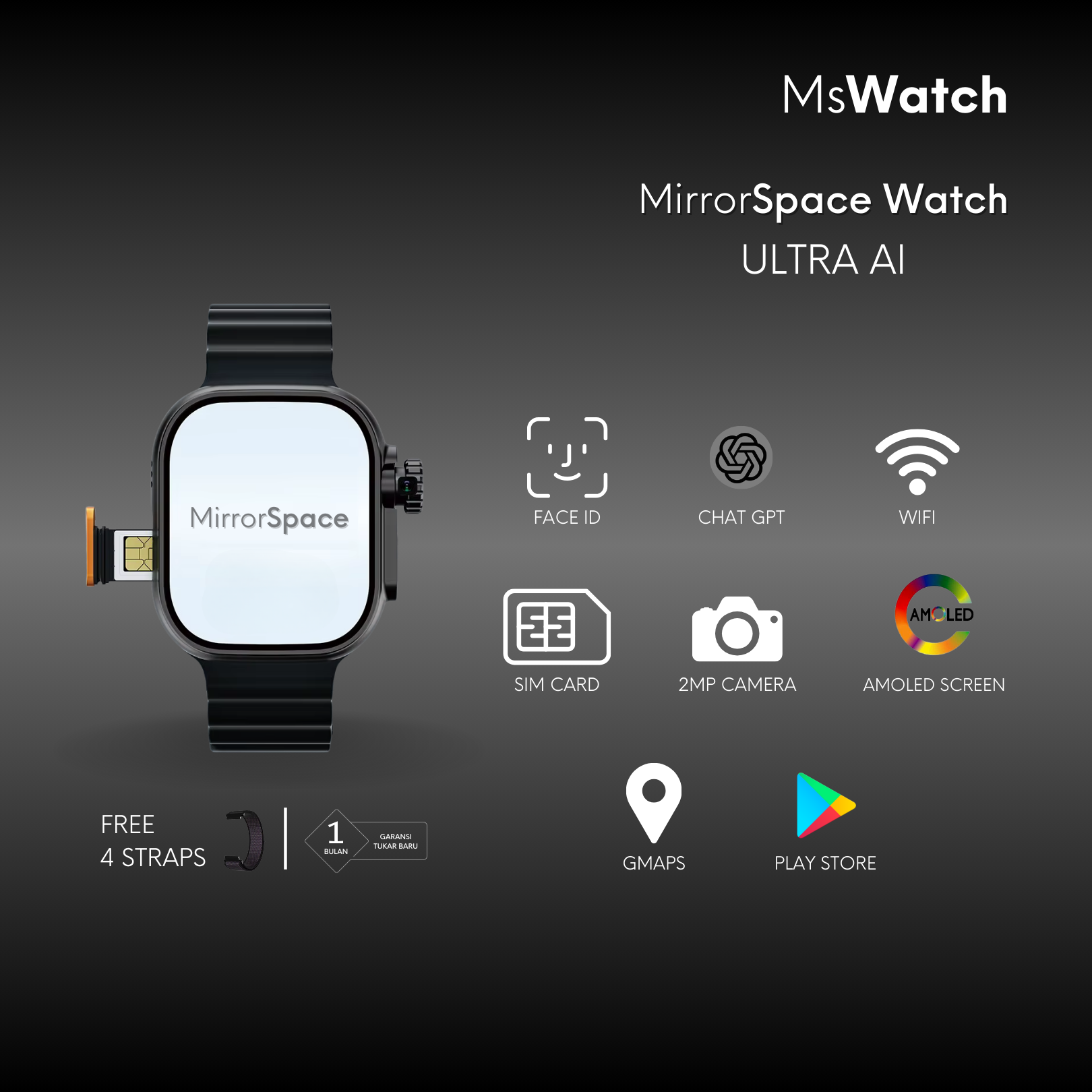 Ms Watch - MirrorSpace Ultra AI Android OS - MirrorSpace