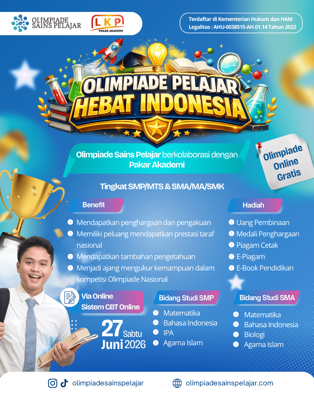 OLIMPIADE PELAJAR HEBAT INDONESIA - 27 JUNI 2026 OSPXLKP logo