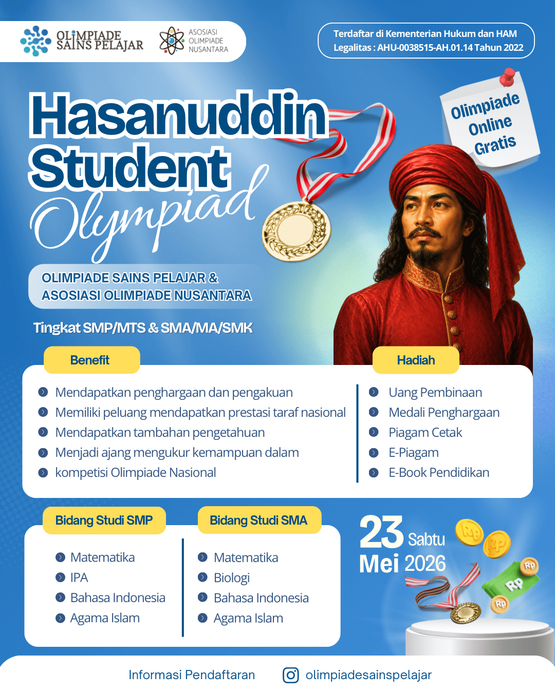 HASANUDDIN STUDENT OLYMPIAD - 23 MEI 2026 OSPXAON logo