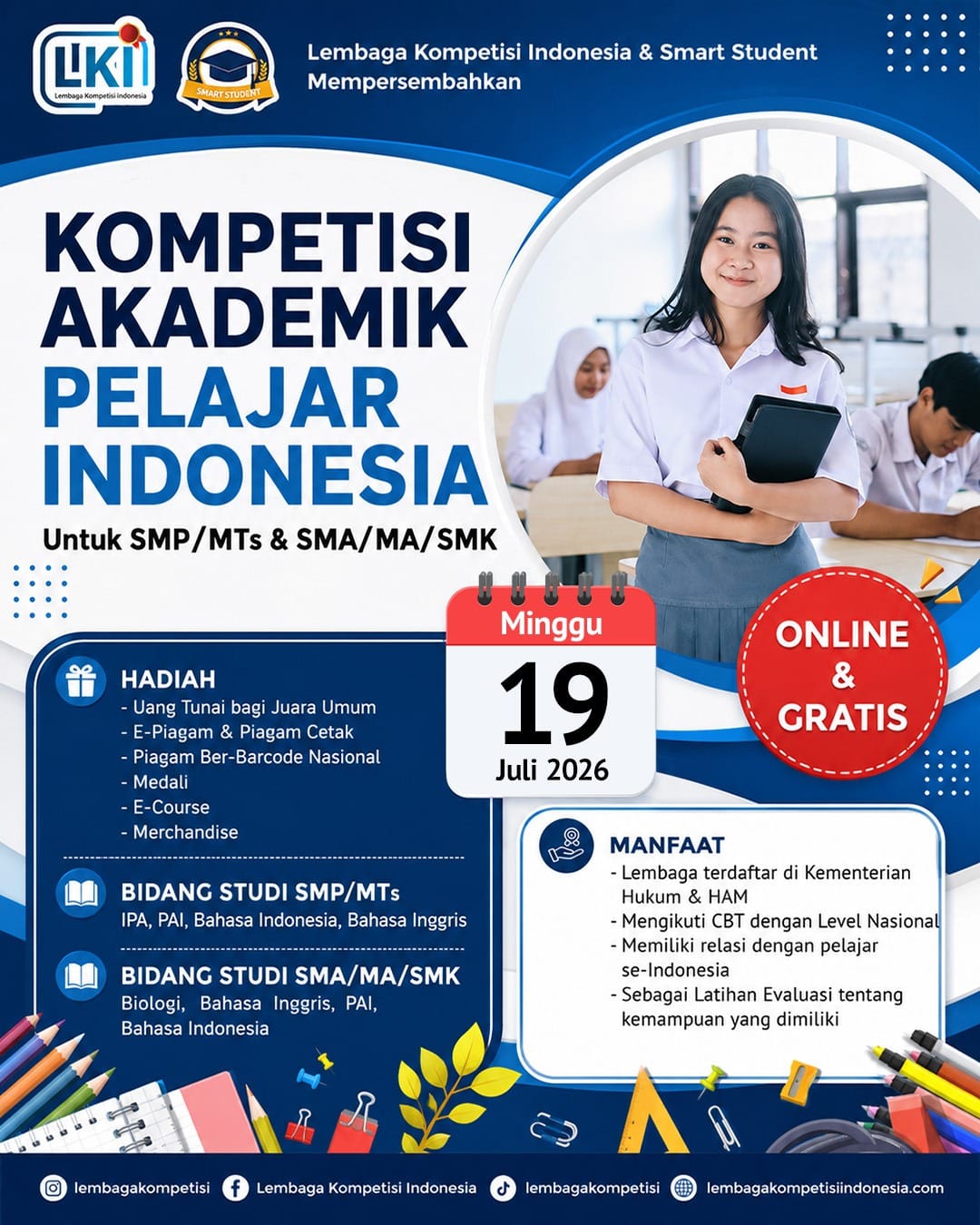KOMPETISI AKADEMIK PELAJAR INDONESIA - LKI X SS 2026 logo