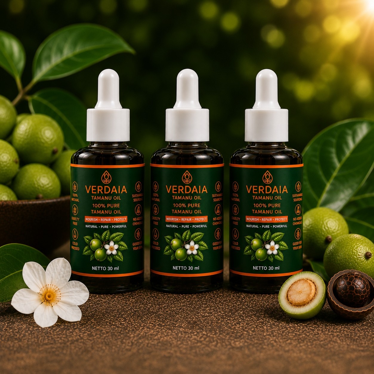 Verdaia Tamanu Oil | 30ml | Ultimate Bundle 3 Bottles logo