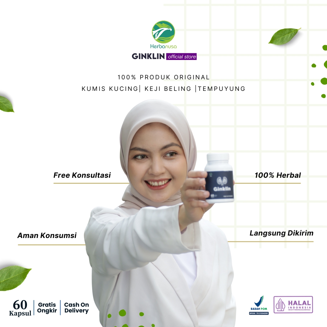 Ginklin Official 60 Kapsul + BONUS Checklist, Tracker Minum & E-book Batu Ginjal