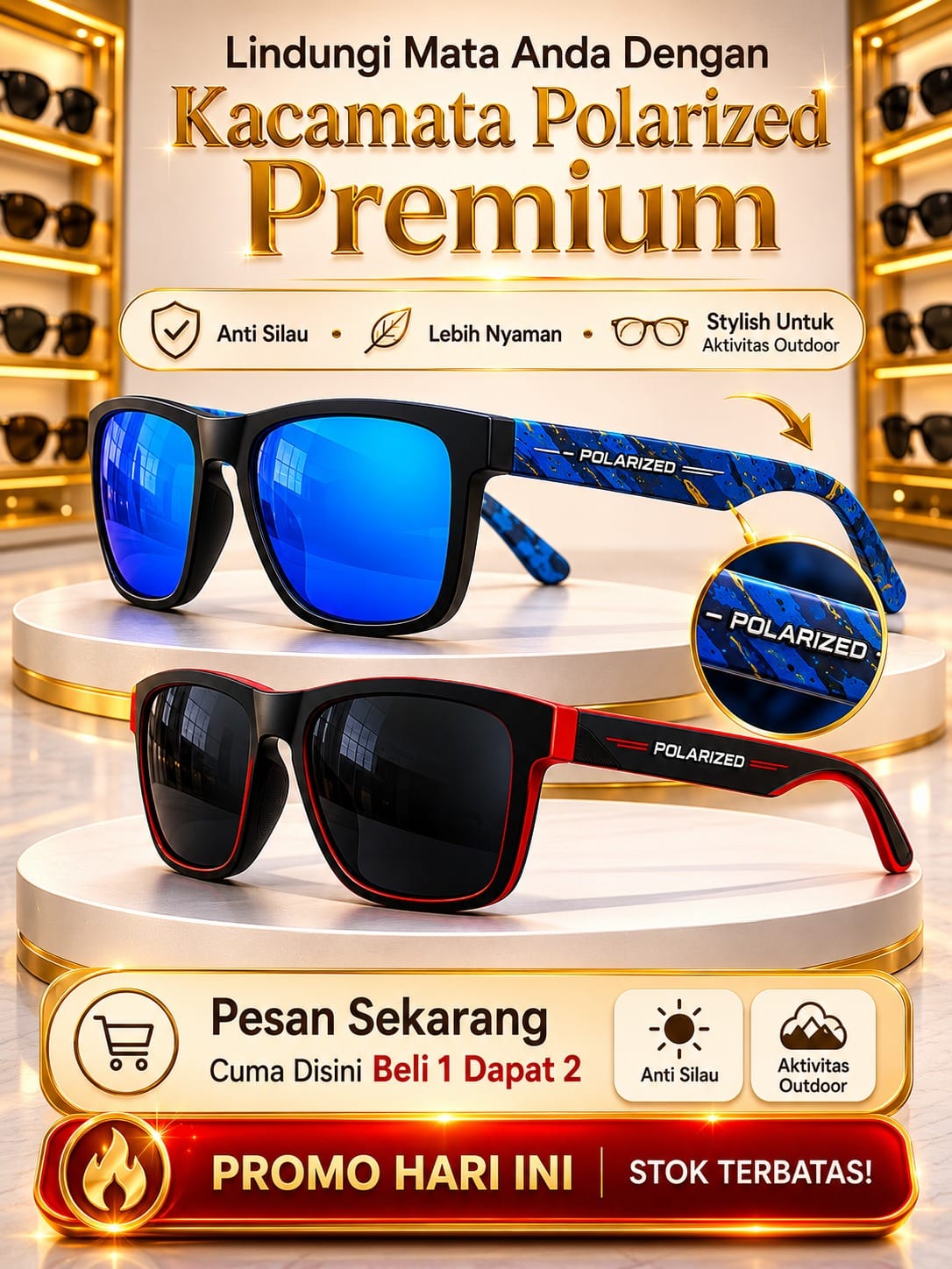 YB.1 Kacamata Triltop Polarized