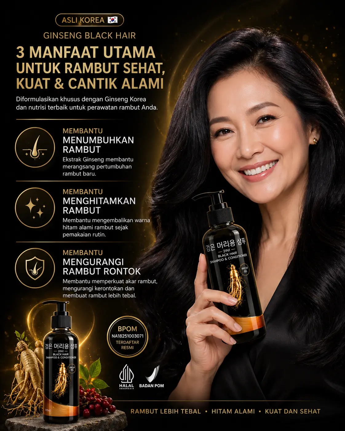 Shampoo Gingseng 2IN1 BLACK HAIR BPOM 37 logo