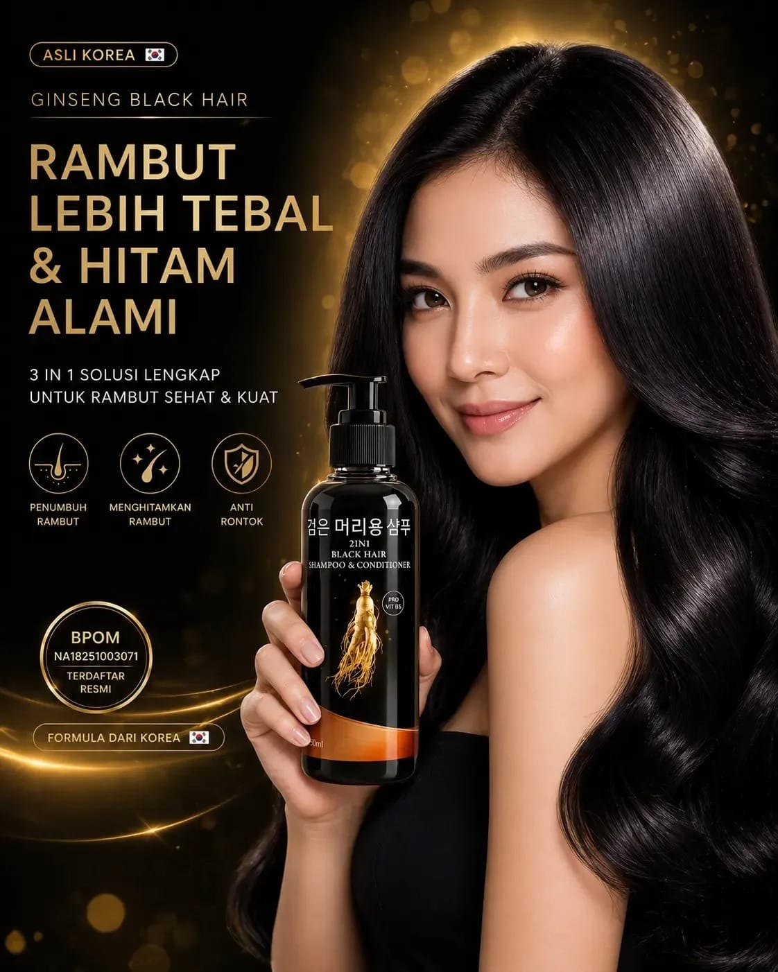 Shampoo Gingseng 2IN1 BLACK HAIR BPOM AG12 logo
