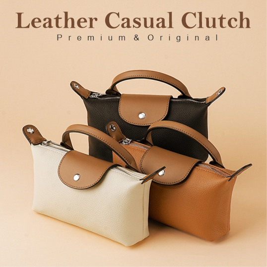 Leather Casual Clutch