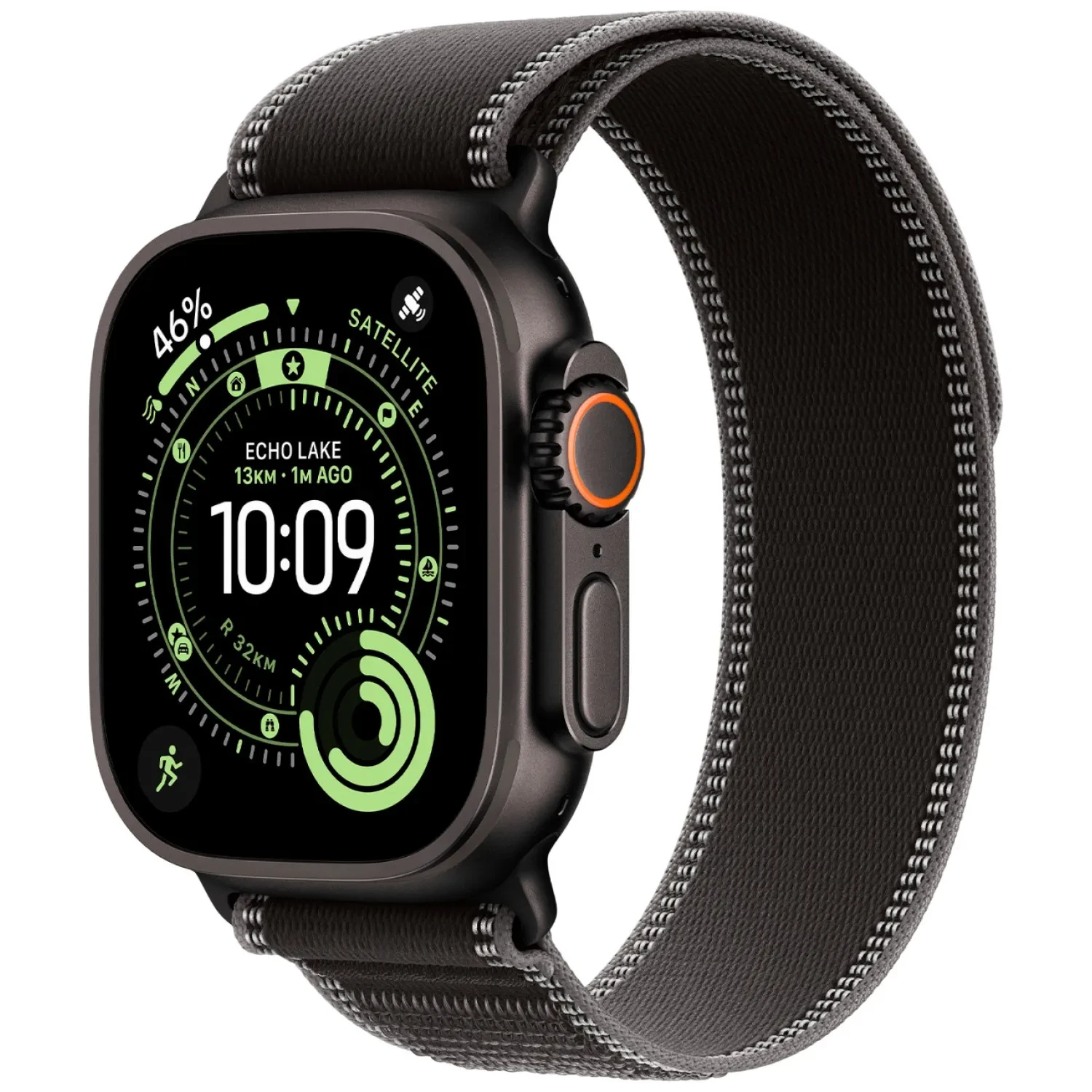 Apple Watch Ultra 3 Black Titanium - Trail Loop - Black/Charcoal logo