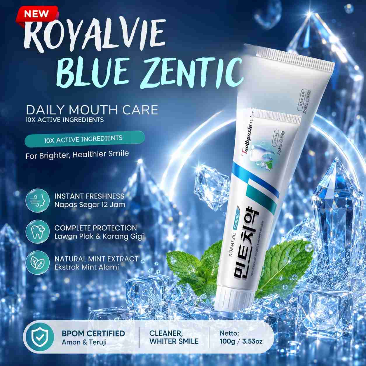 Royalvie Blue Zentic BPOM HR77-151 New logo