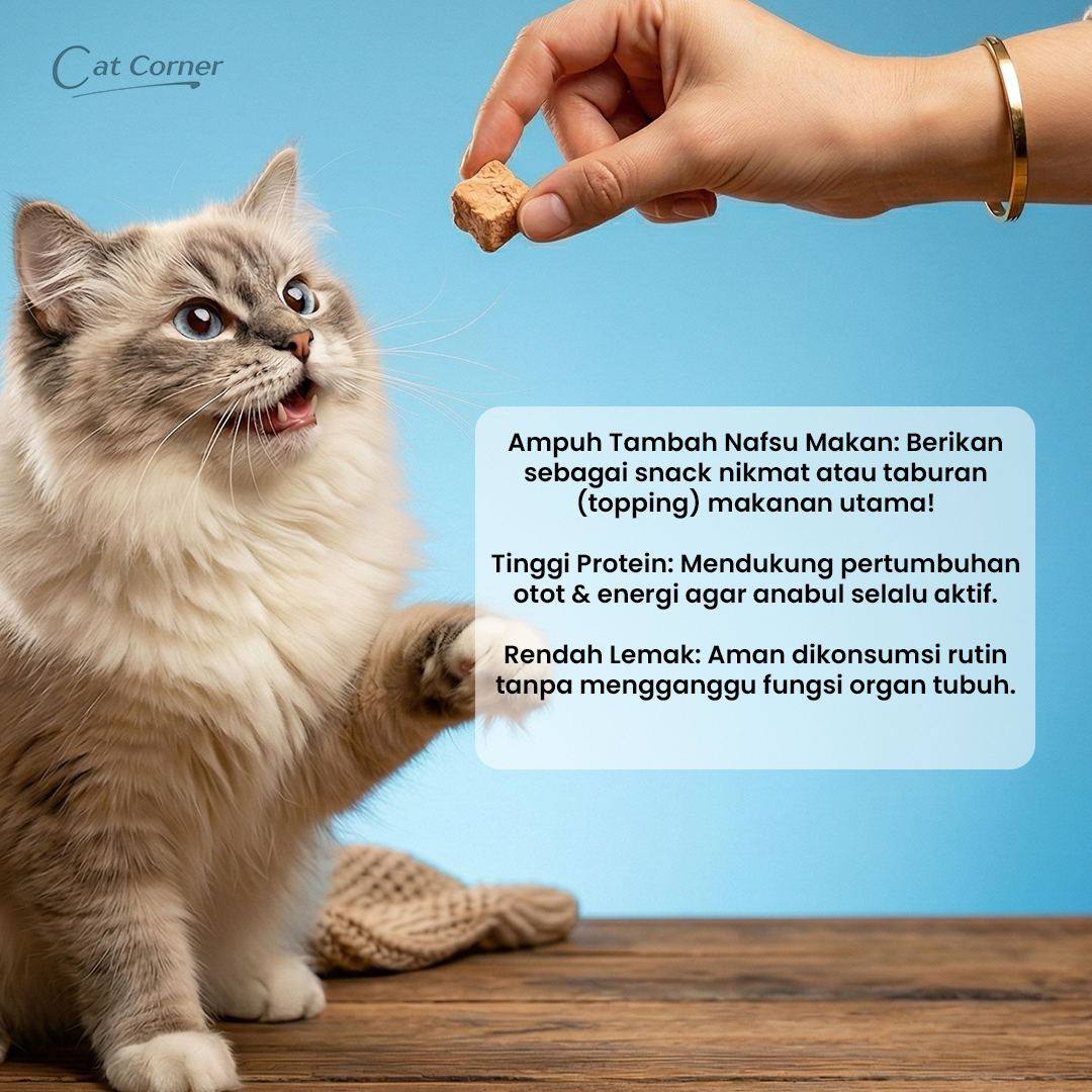 CAT CORNER Freeze Dried Chicken Cubes-Snack Dada Ayam Kering Dadu Cemilan Anjing Kucing