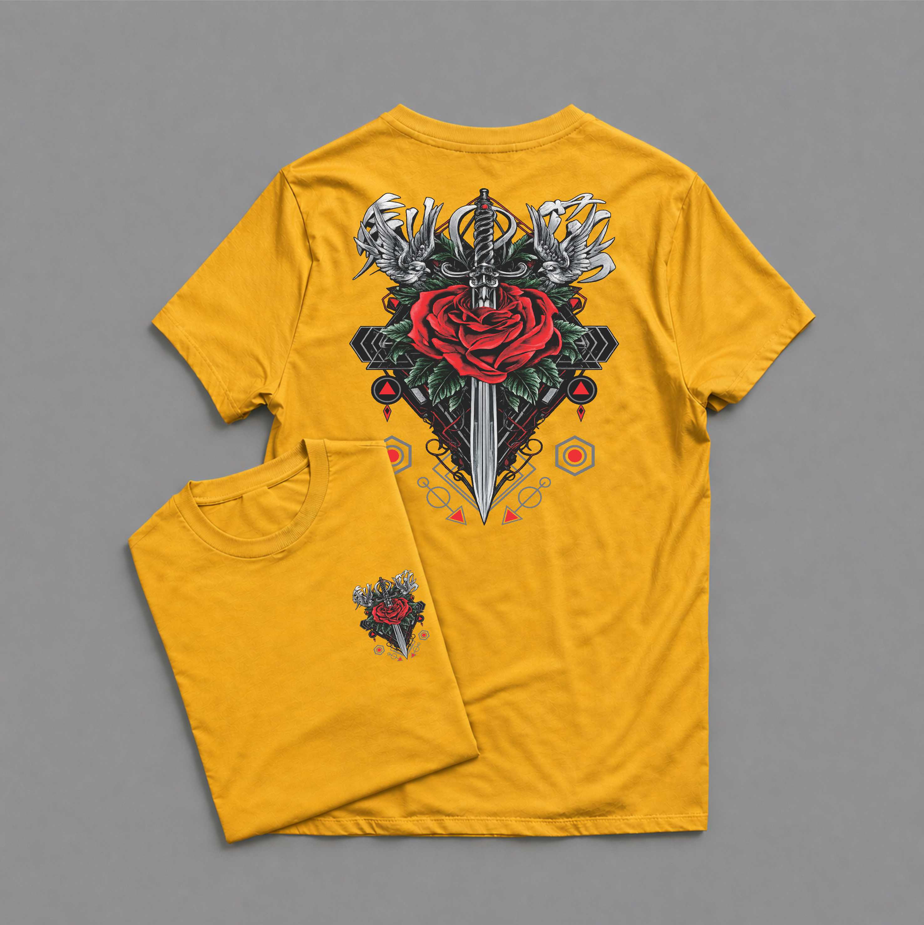 KAOS DEWASA ROSE SWORDS MAWAR PEDANG