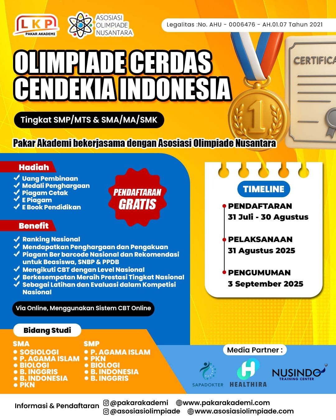 OLIMPIADE CERDAS CENDEKIA INDONESIA - PAKAR AKADEMI 31 AGUSTUS logo