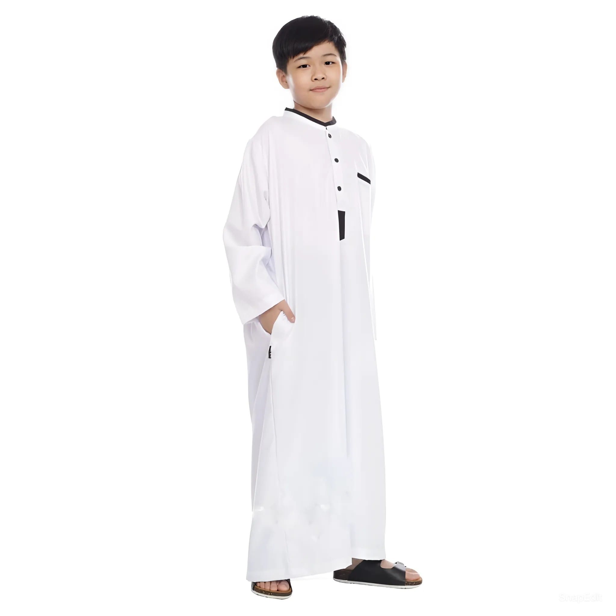 Jubah Anak Model List Saku