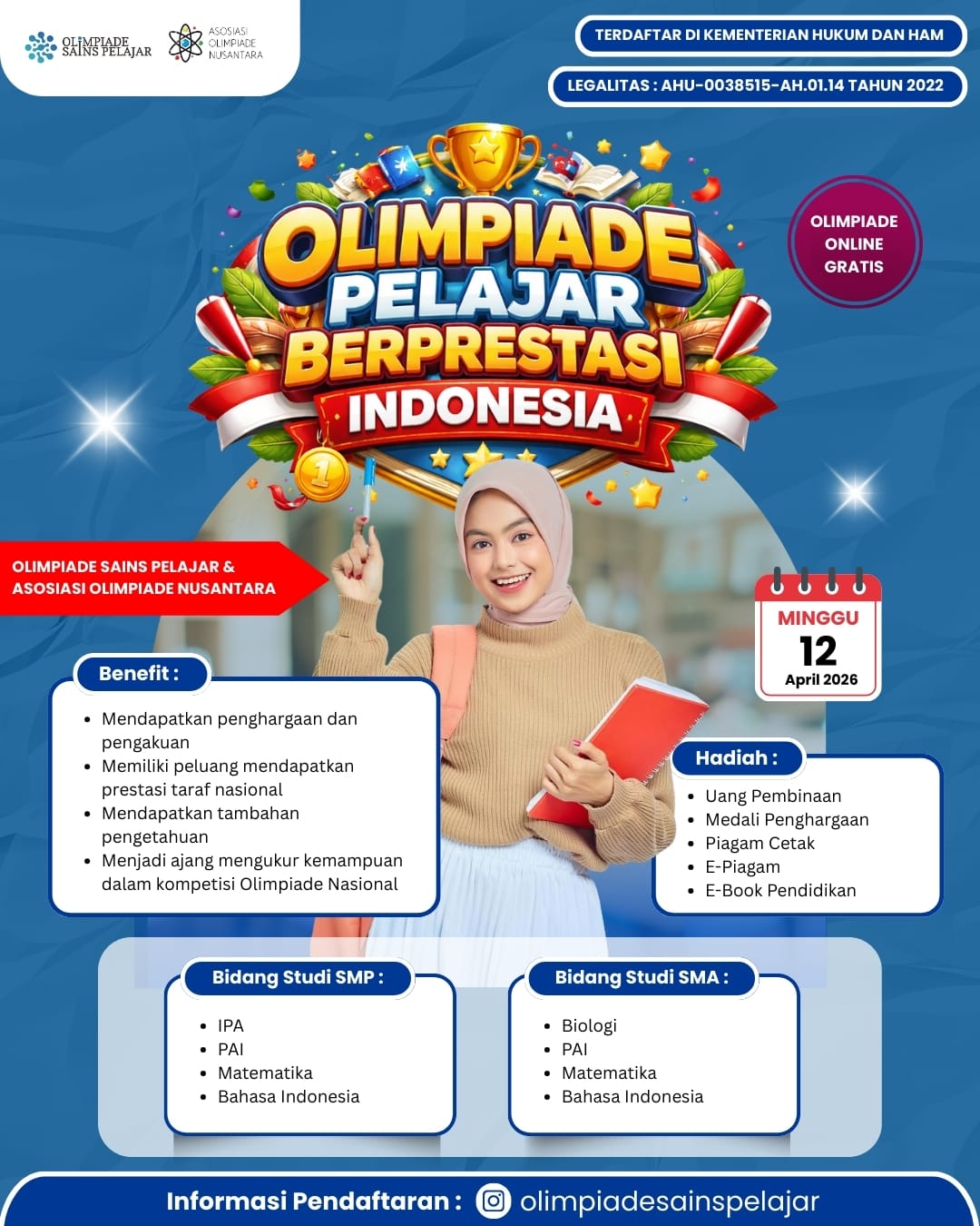 OLIMPIADE PELAJAR BERPRESTASI INDONESIA - 12 APRIL 2026 OSPXAON logo