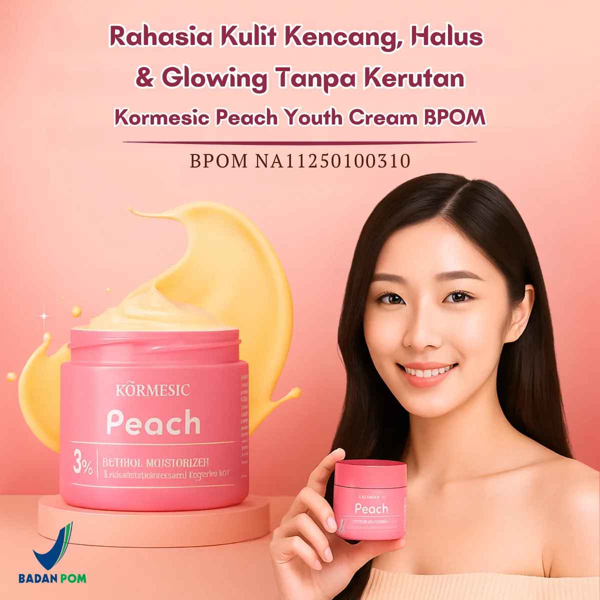 Kormesic Peach Youth Cream BPOM TY77-PRO791 logo
