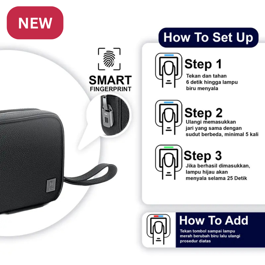 MOZRA ( Tas Tangan Clutch Fingerprint Series Master Genuine Leather Premium Quality ) GG5