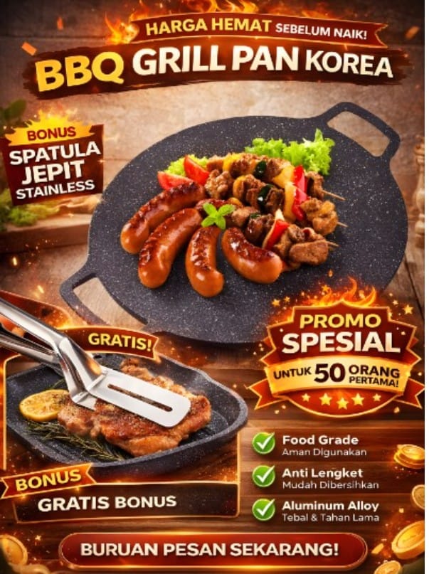 GRILL PAN KOREA ANTI LENGKET BONUS SPATULA JEPIT STAINLESS BESTPRODUK logo