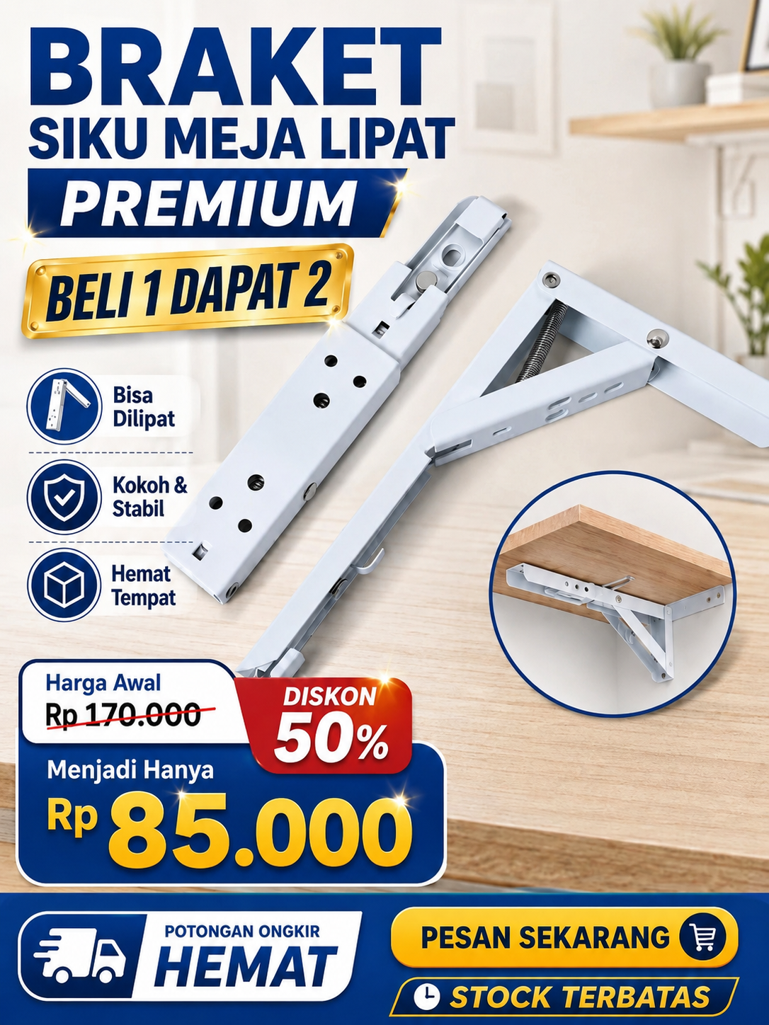Bracket Meja Lipat Multifungsi Beli 1 Dapat 2 Bisa COD Dan Potongan Ongkir | JBTS logo