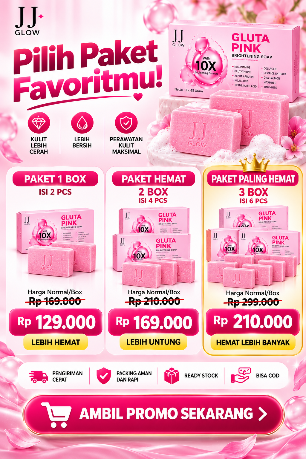JJ GLOW GLUTA PINK IFAN logo