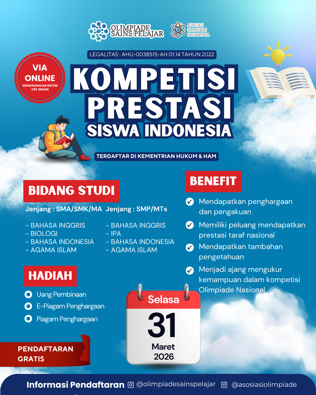 KOMPETISI PRESTASI SISWA INDONESIA - 31 MARET 2026 OSPXAON logo