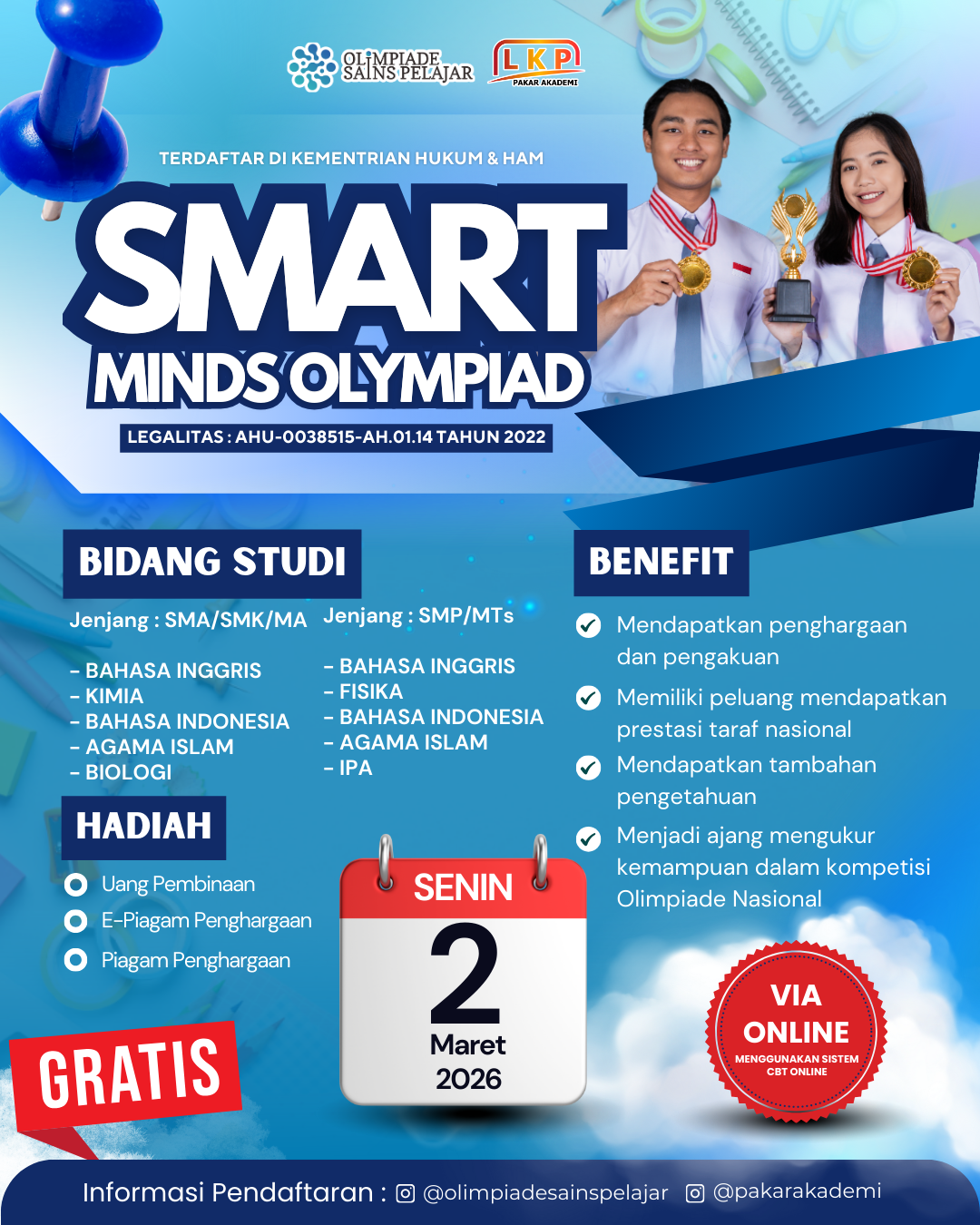 SMART MINDS OLYMPIAD - 2 MARET 2026 OSPXLKP logo
