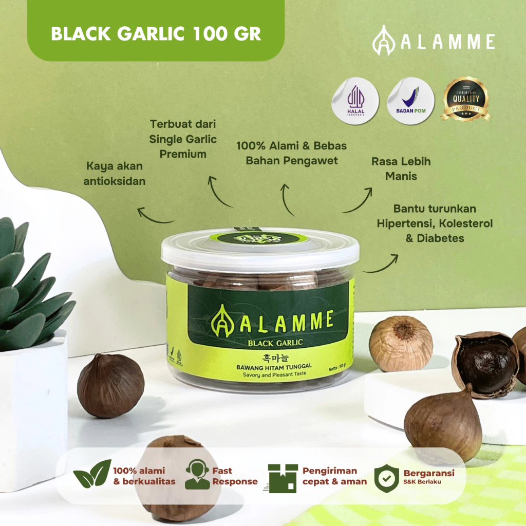 Black Garlic Bawang Hitam Tunggal Premium Alamme 100 Gram - AM logo
