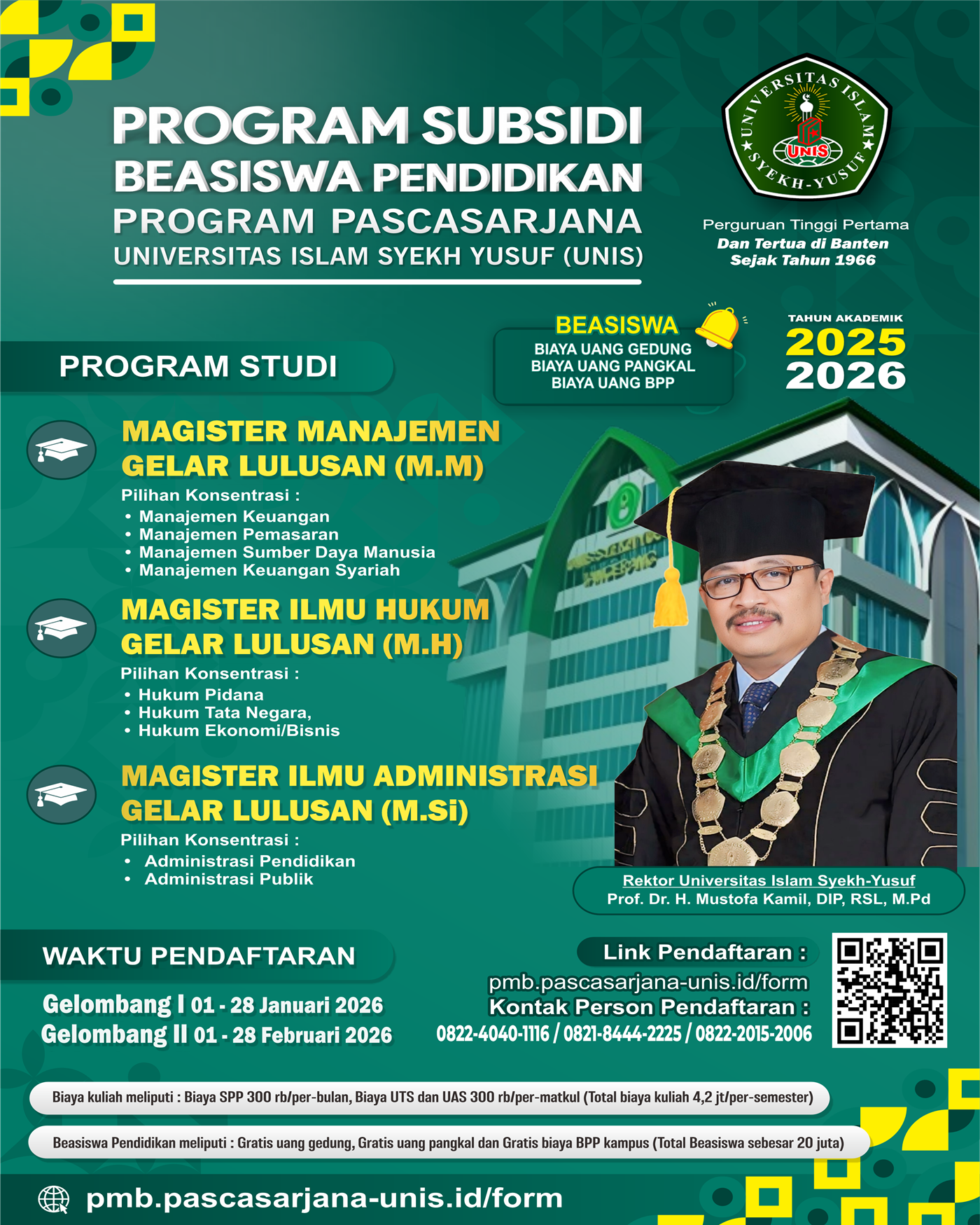 Penerimaan Mahasiswa Baru Program Pascasarjana Program Subsidi Beasiswa Pendidikan Kampus UNIS