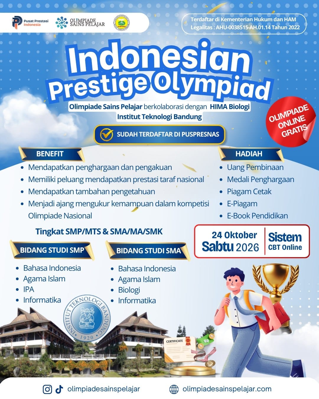 INDONESIAN PRESTIGE OLYMPIAD - 24 OKTOBER 2026 OSP X ITB logo