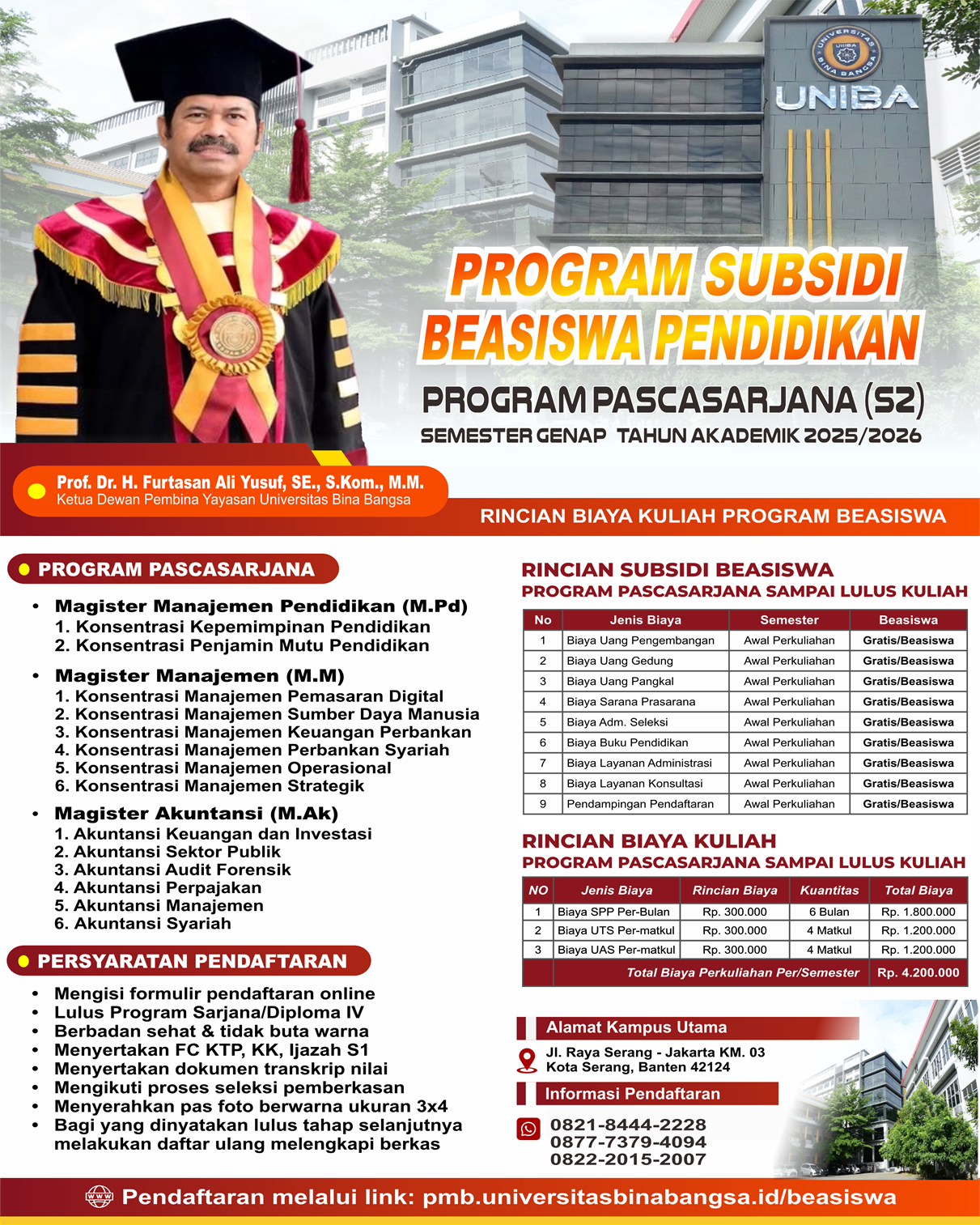 Program Subsidi Beasiswa Pendidikan Program Pascasarjana Universitas Bina Bangsa