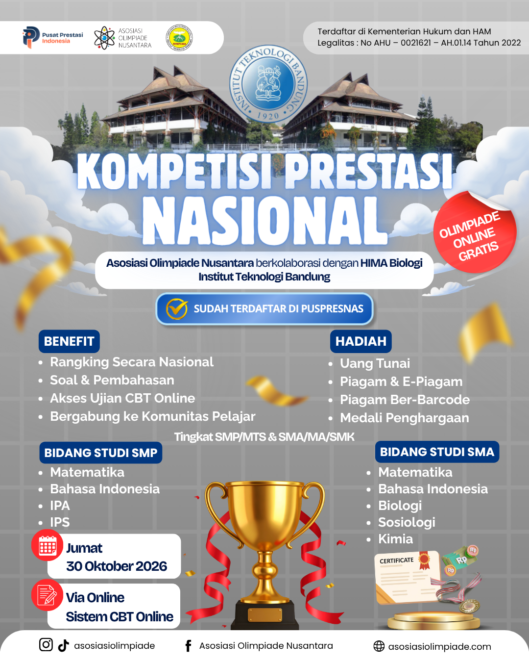 KOMPETISI PRESTASI NASIONAL -  AON X HIMA BIOLOGI ITB (30 OKTOBER 2026) logo