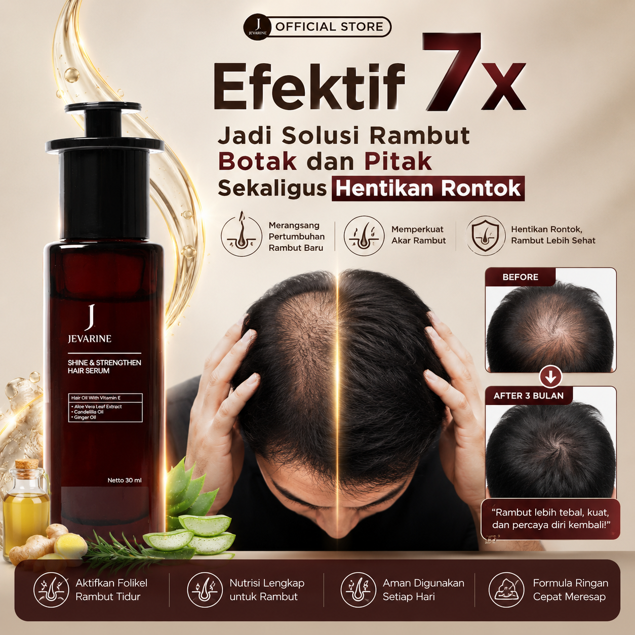 Jevarine Shine Strengthen Hair Serum New - FBE New