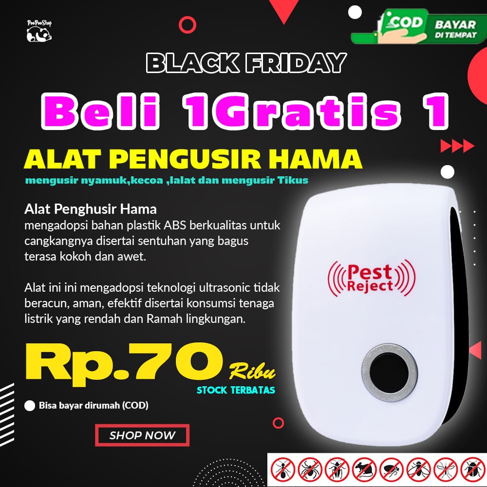 [2 Pcs ] Alat Penghusir Hama Serangga Kecoa Perangkap Tikus Nyamuk Semut Ultra Pest Reject Control logo