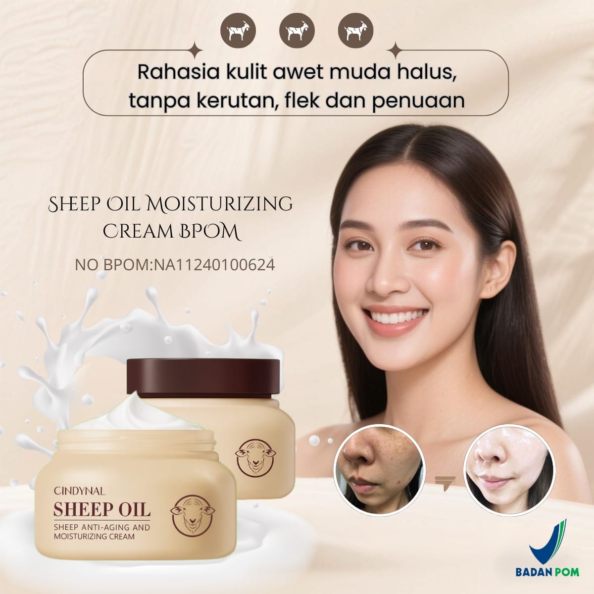 Sheep Oil Moisturizing Cream BPOM MR77-ER298 logo