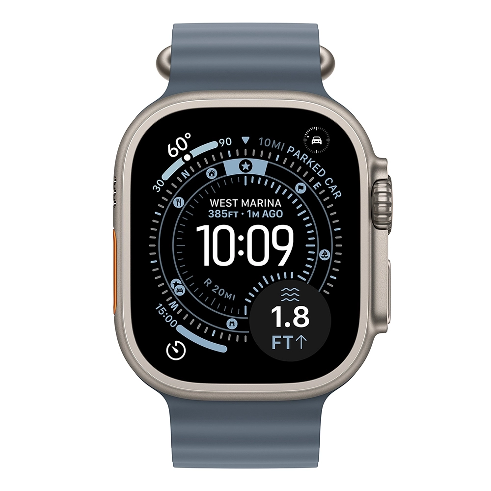 Apple Watch Ultra 3 Natural Titanium - Ocean Band - Anchor Blue