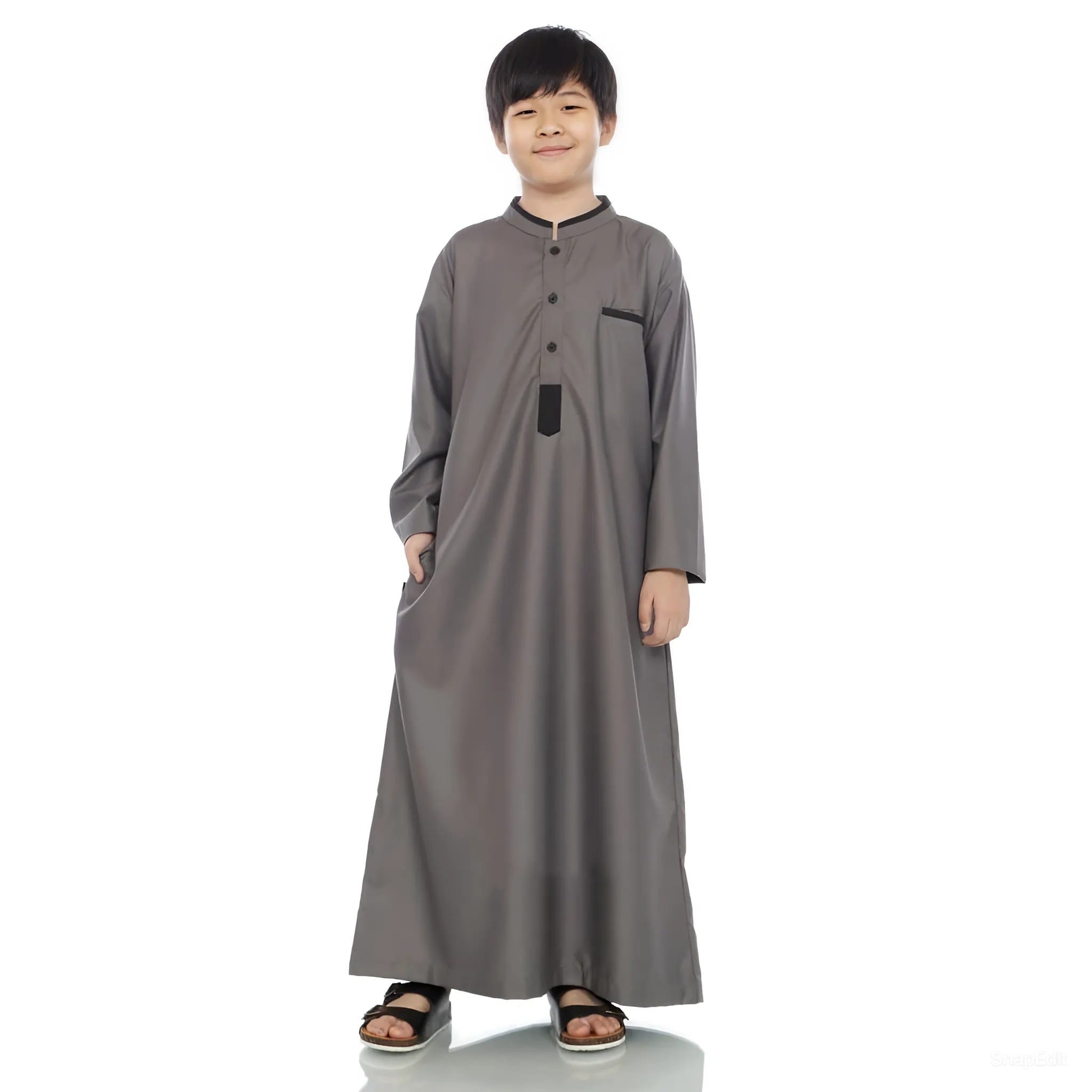 Jubah Anak Model List Saku